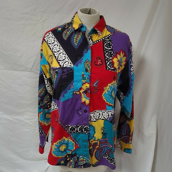 VTG FRONTIER SERIES Floral Western Colorful Shirt - Picture 1 of 12